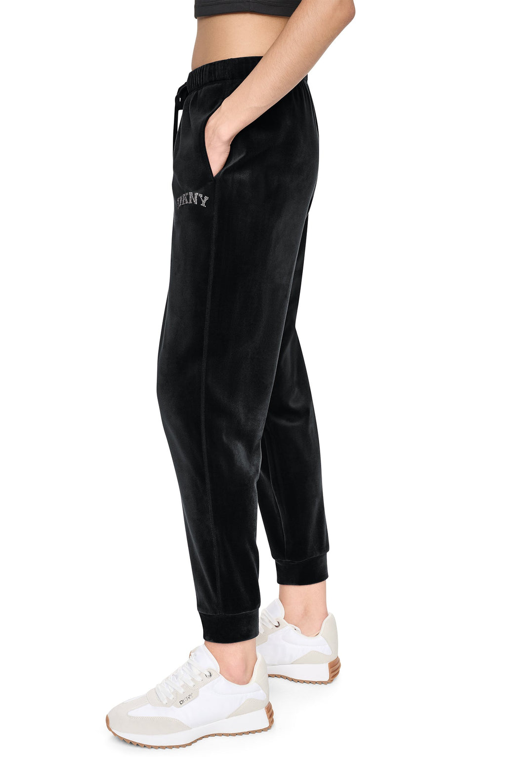 VARSITY VELOUR RHINESTONE LOGO MID-RISE JOGGER