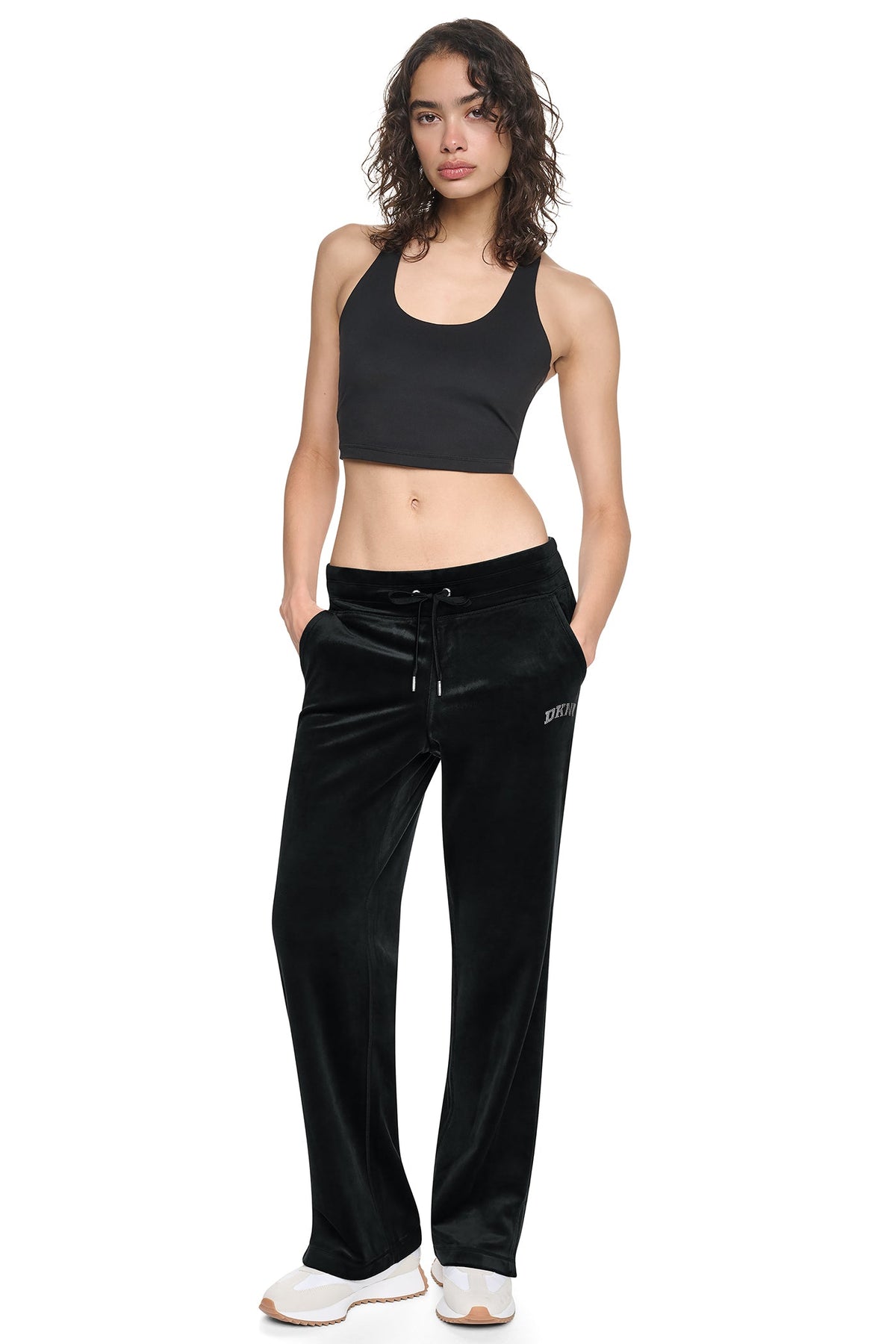 VARSITY RHINESTONE LOGO MID-RISE TRACK PANT