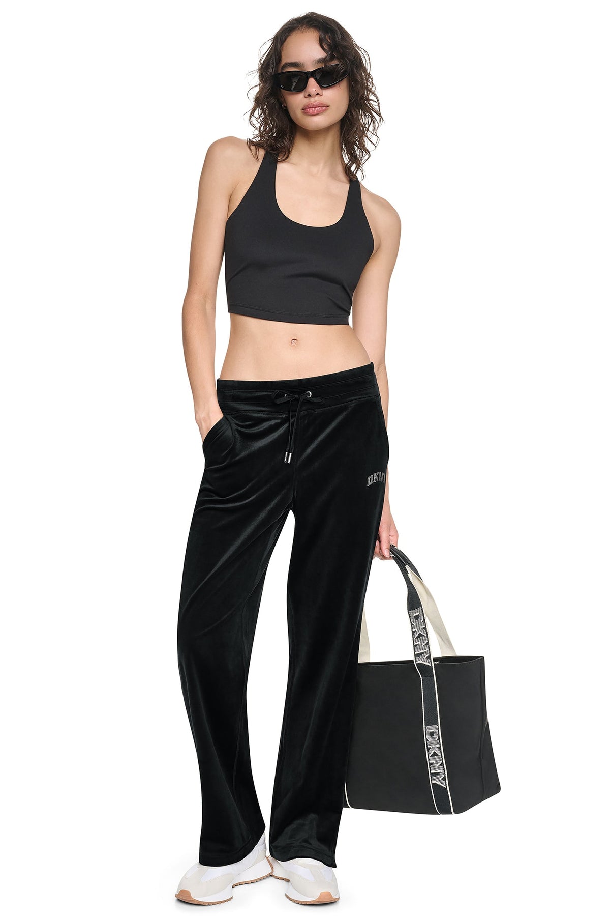 VARSITY RHINESTONE LOGO MID-RISE TRACK PANT