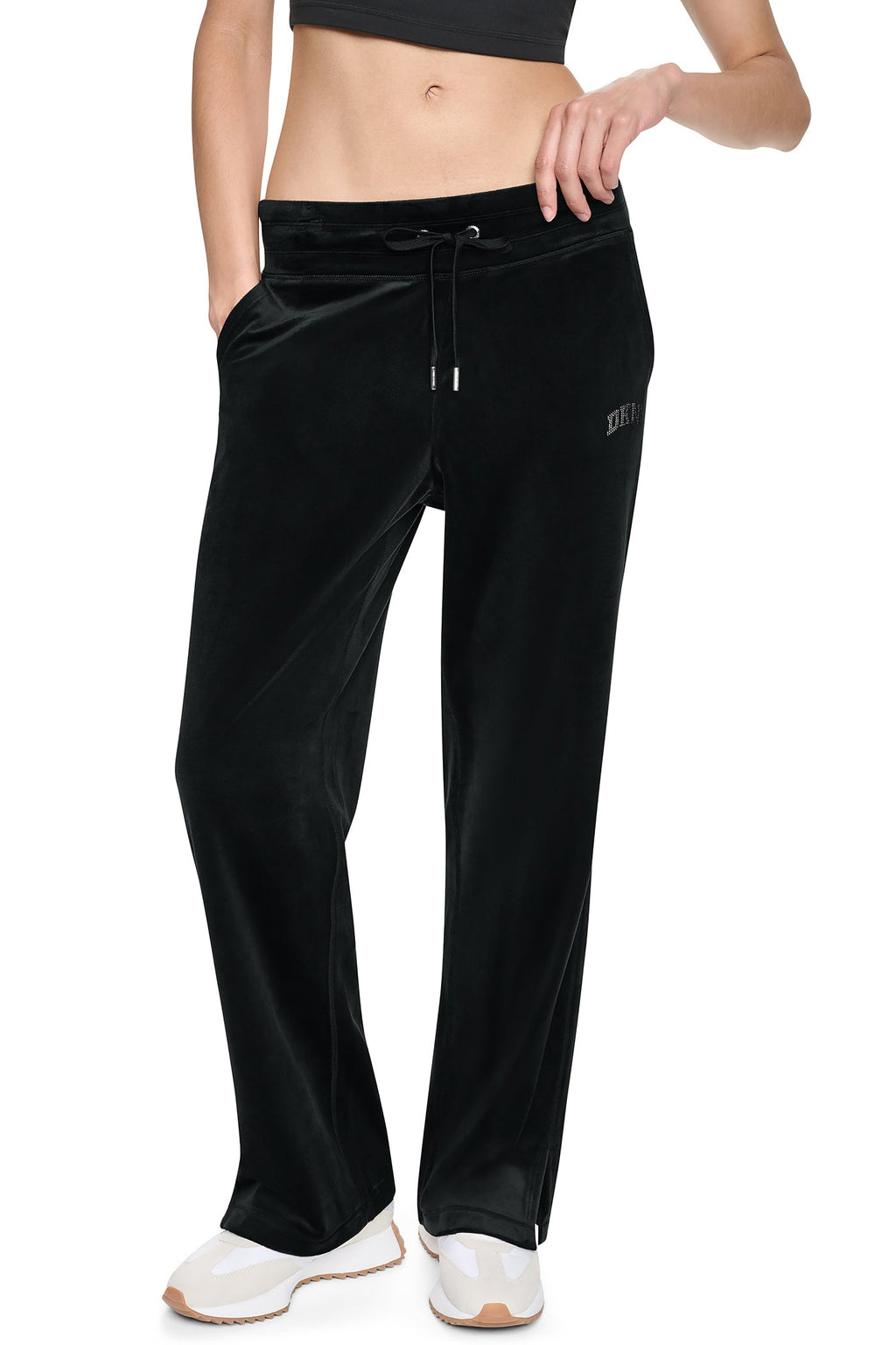VARSITY RHINESTONE LOGO MID-RISE TRACK PANT