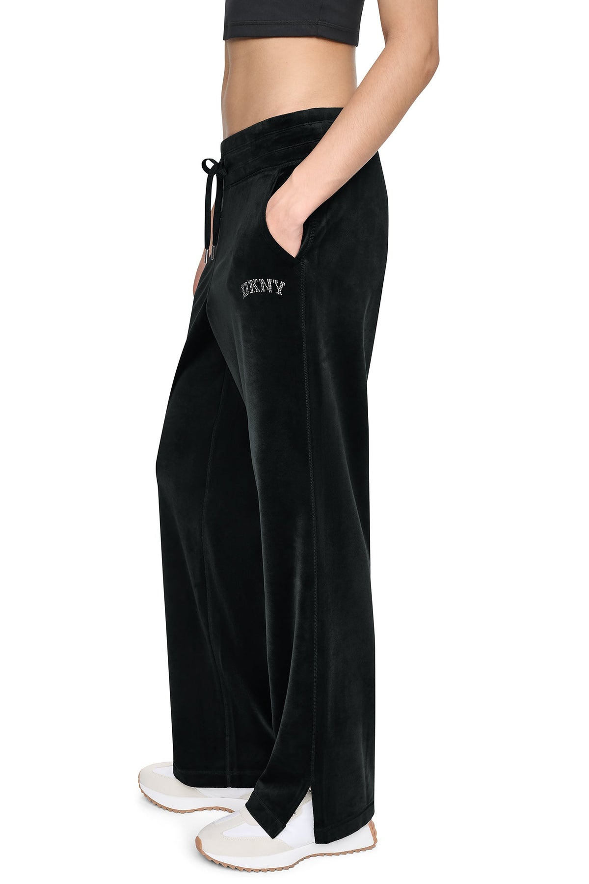 VARSITY RHINESTONE LOGO MID-RISE TRACK PANT
