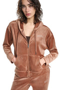 VARSITY VELOUR RHINESTONE LOGO FULL ZIP HOODIE