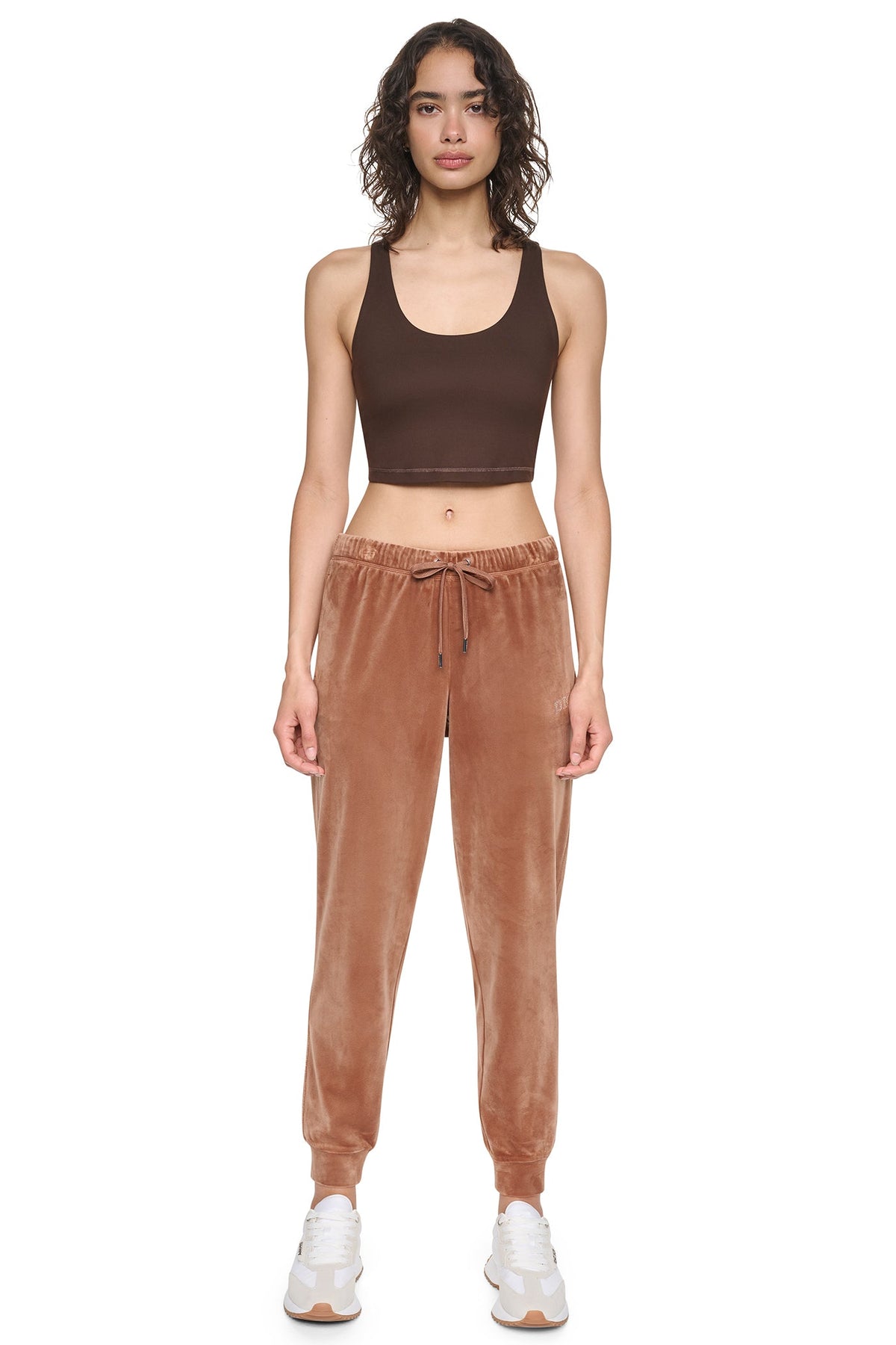VARSITY VELOUR RHINESTONE LOGO MID-RISE JOGGER