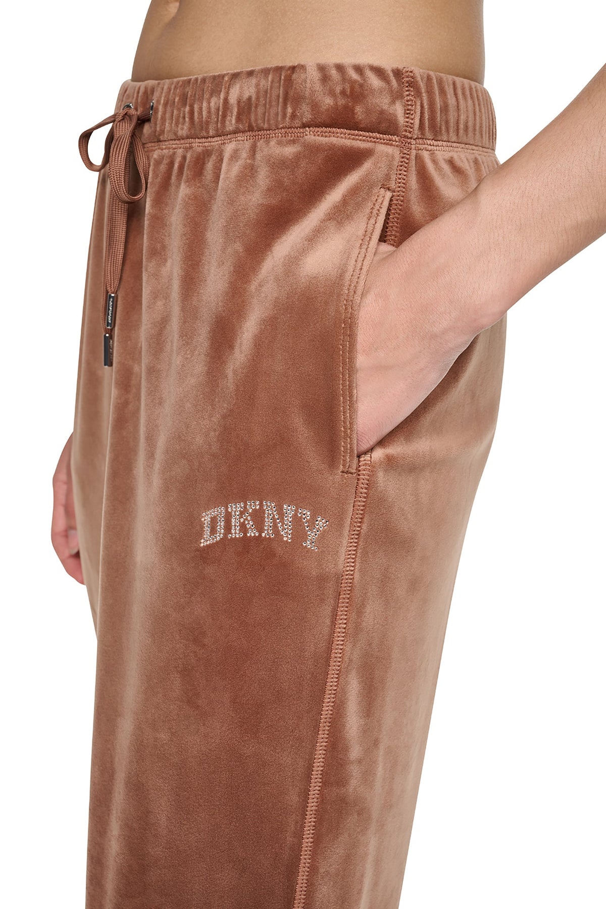 VARSITY VELOUR RHINESTONE LOGO MID-RISE JOGGER