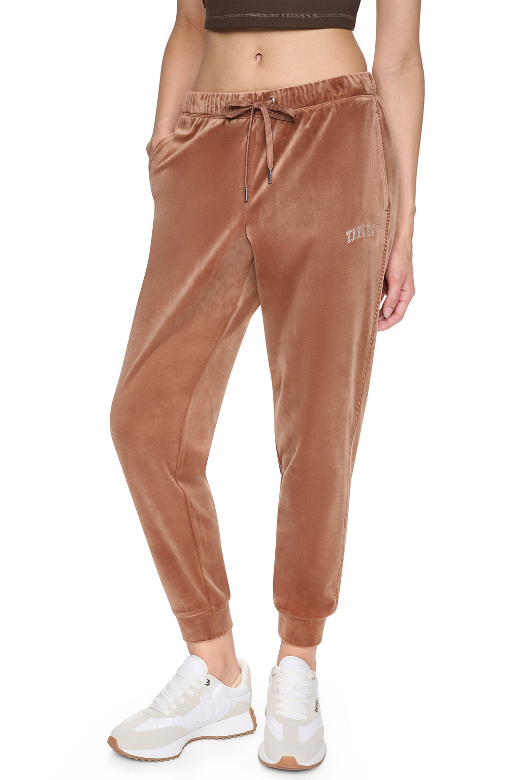 VARSITY VELOUR RHINESTONE LOGO MID-RISE JOGGER