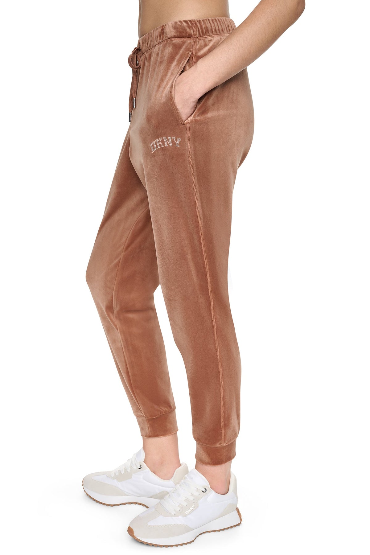 VARSITY VELOUR RHINESTONE LOGO MID-RISE JOGGER