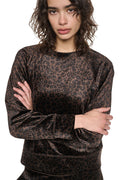VELOUR ANIMAL PRINT PULLOVER