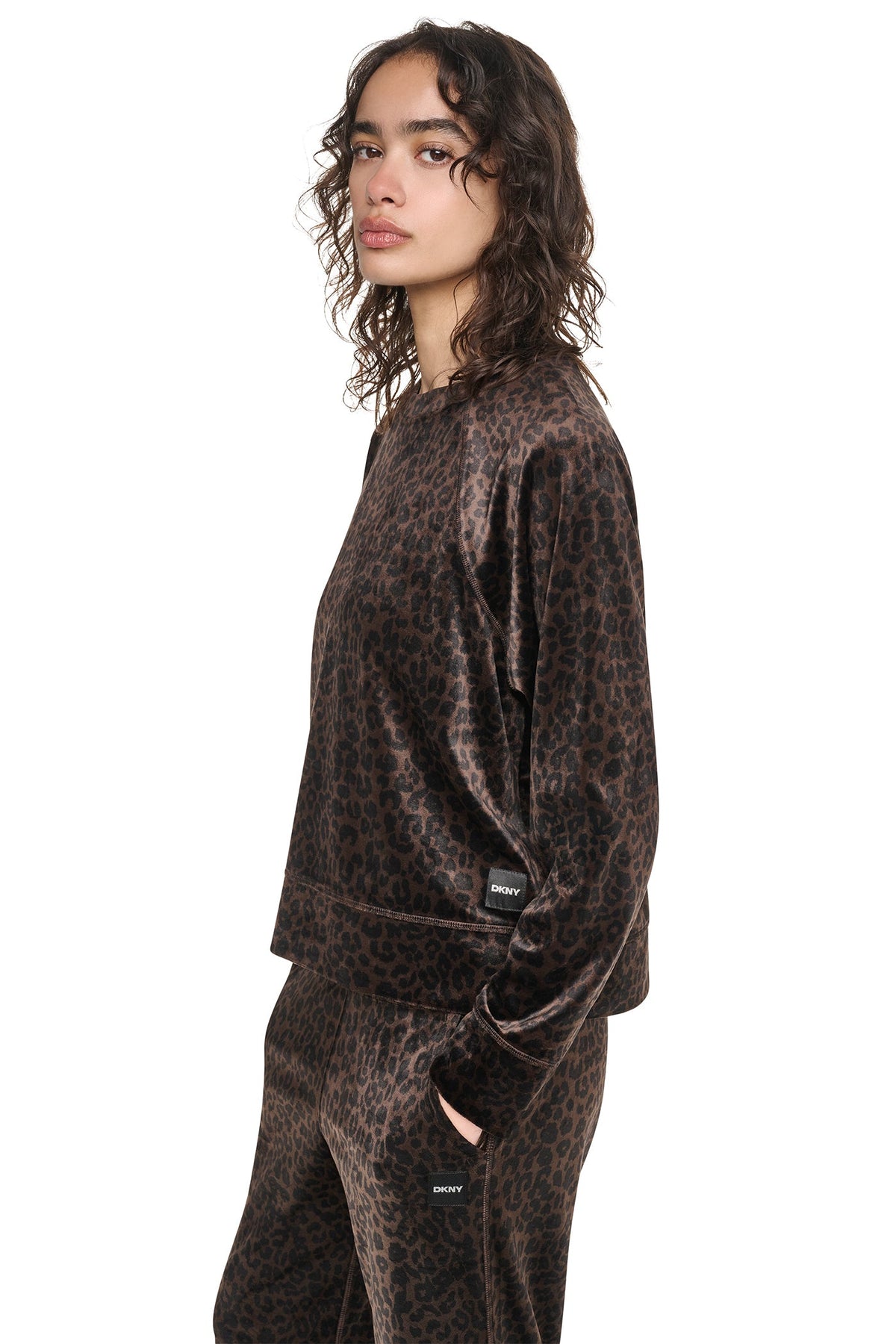 VELOUR ANIMAL PRINT PULLOVER