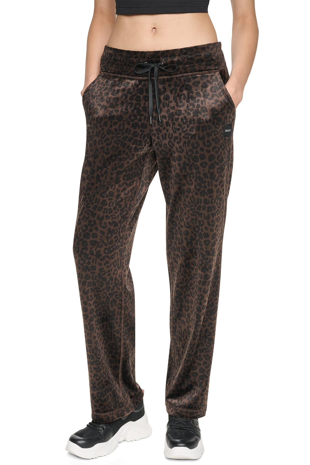 VELOUR ANIMAL PRINT MID-RISE PANT