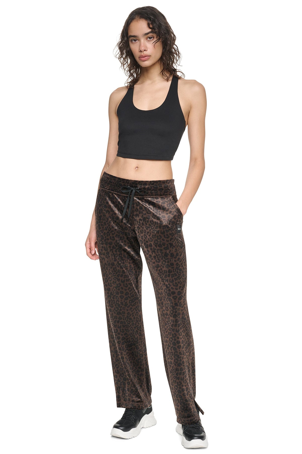 VELOUR ANIMAL PRINT MID-RISE PANT