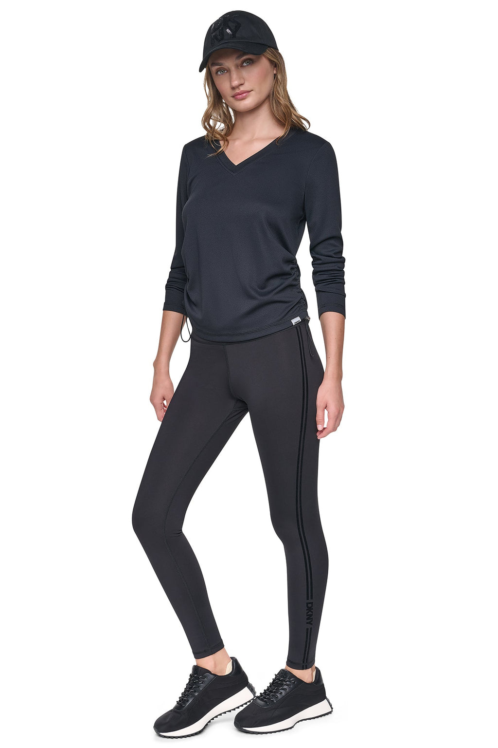 HIGH-RISE FLOCKED STRIPE LOGO 7/8 LENGTH LEGGING