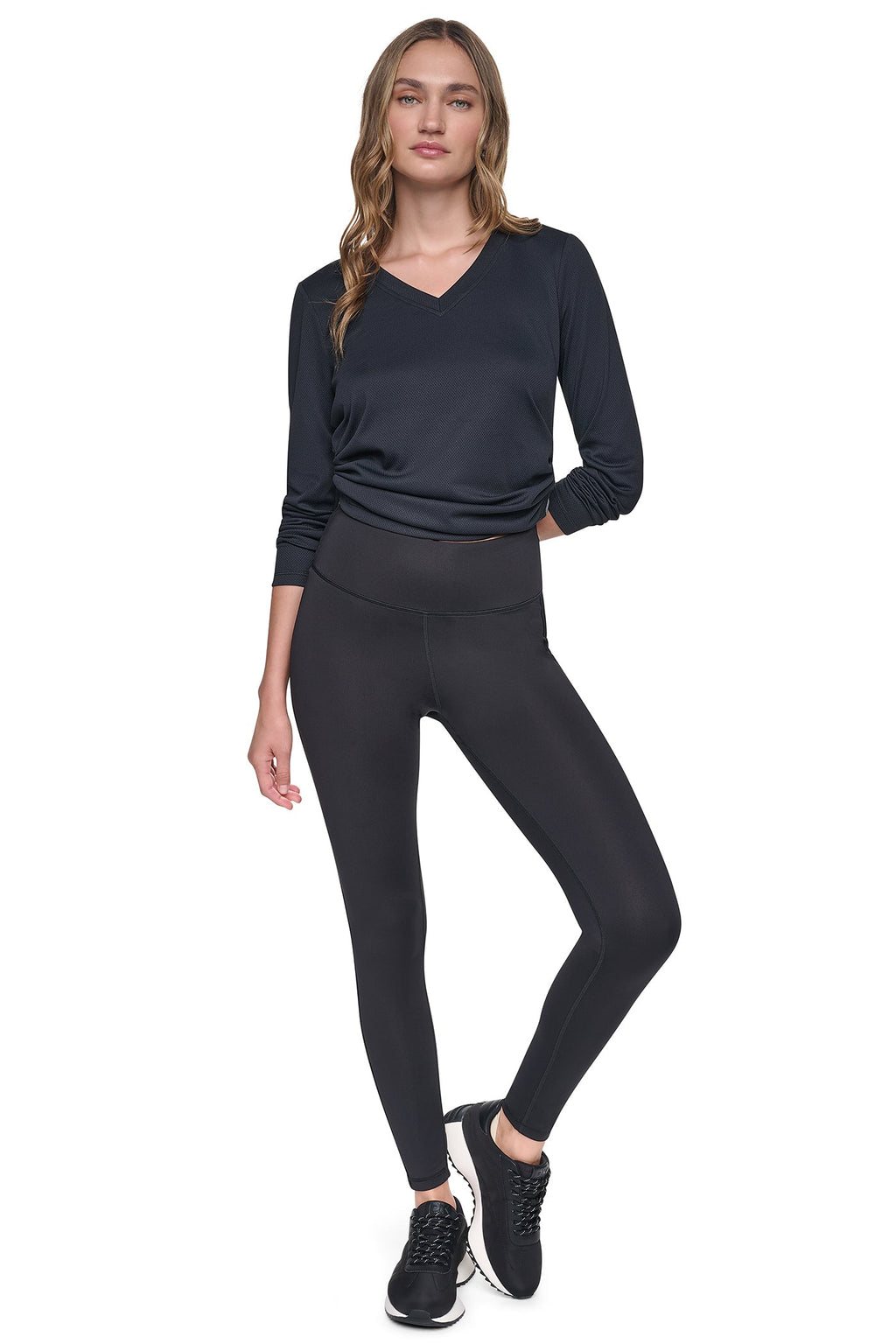 HIGH-RISE FLOCKED STRIPE LOGO 7/8 LENGTH LEGGING