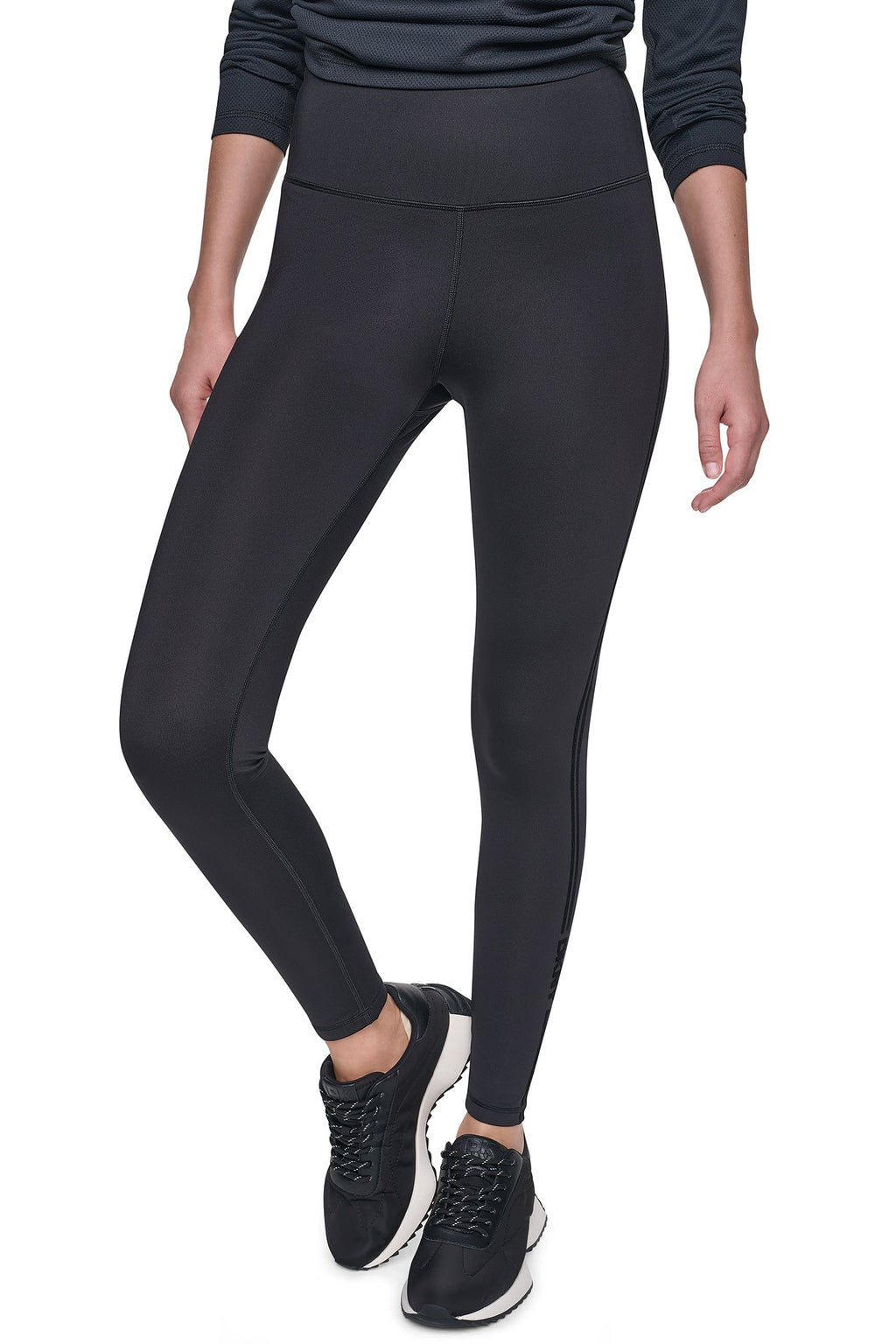 HIGH-RISE FLOCKED STRIPE LOGO 7/8 LENGTH LEGGING