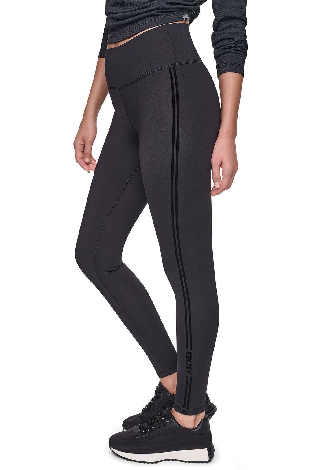 HIGH-RISE FLOCKED STRIPE LOGO 7/8 LENGTH LEGGING