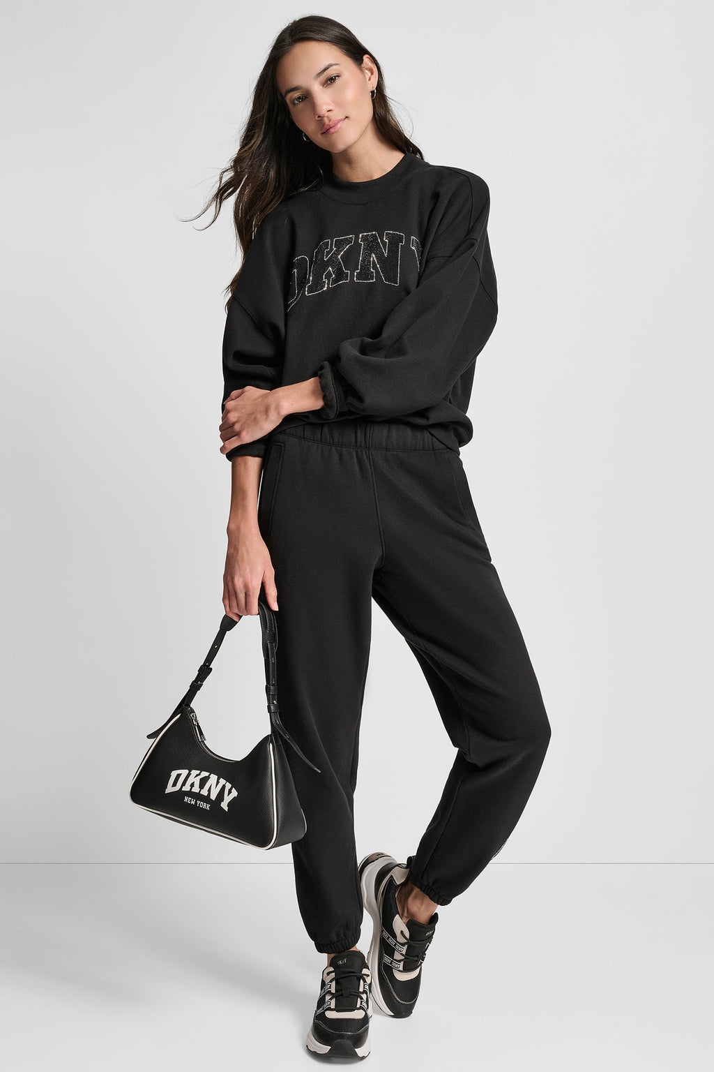 EXPLODED RHINESTONE VARSITY LOGO JOGGER
