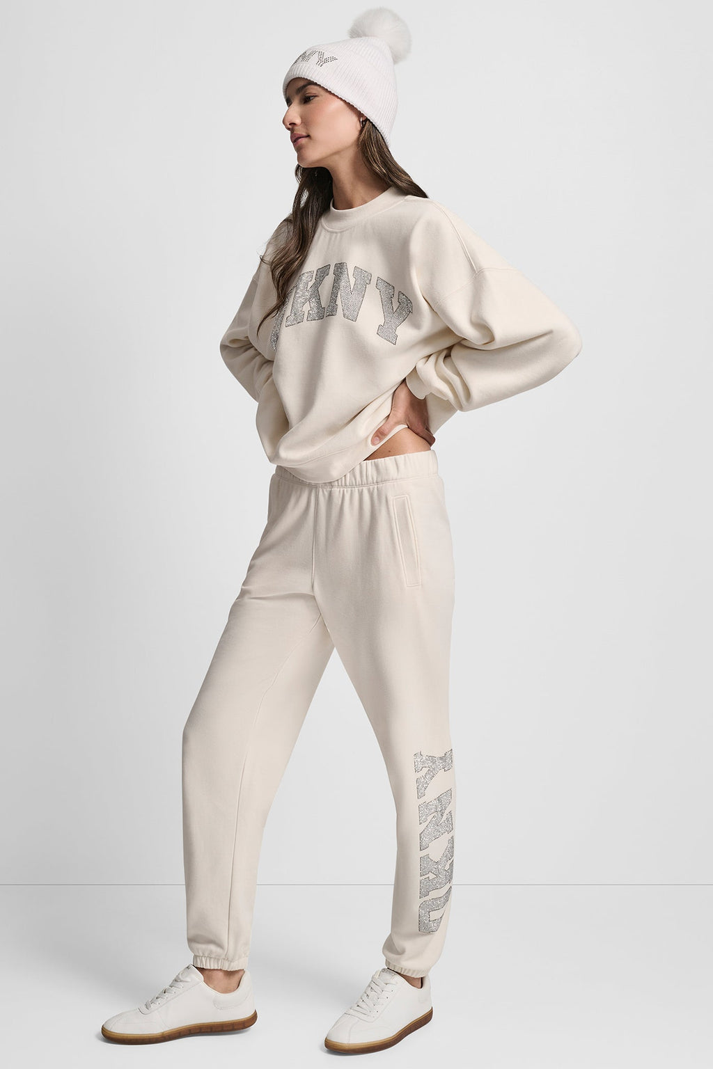 EXPLODED RHINESTONE VARSITY LOGO JOGGER
