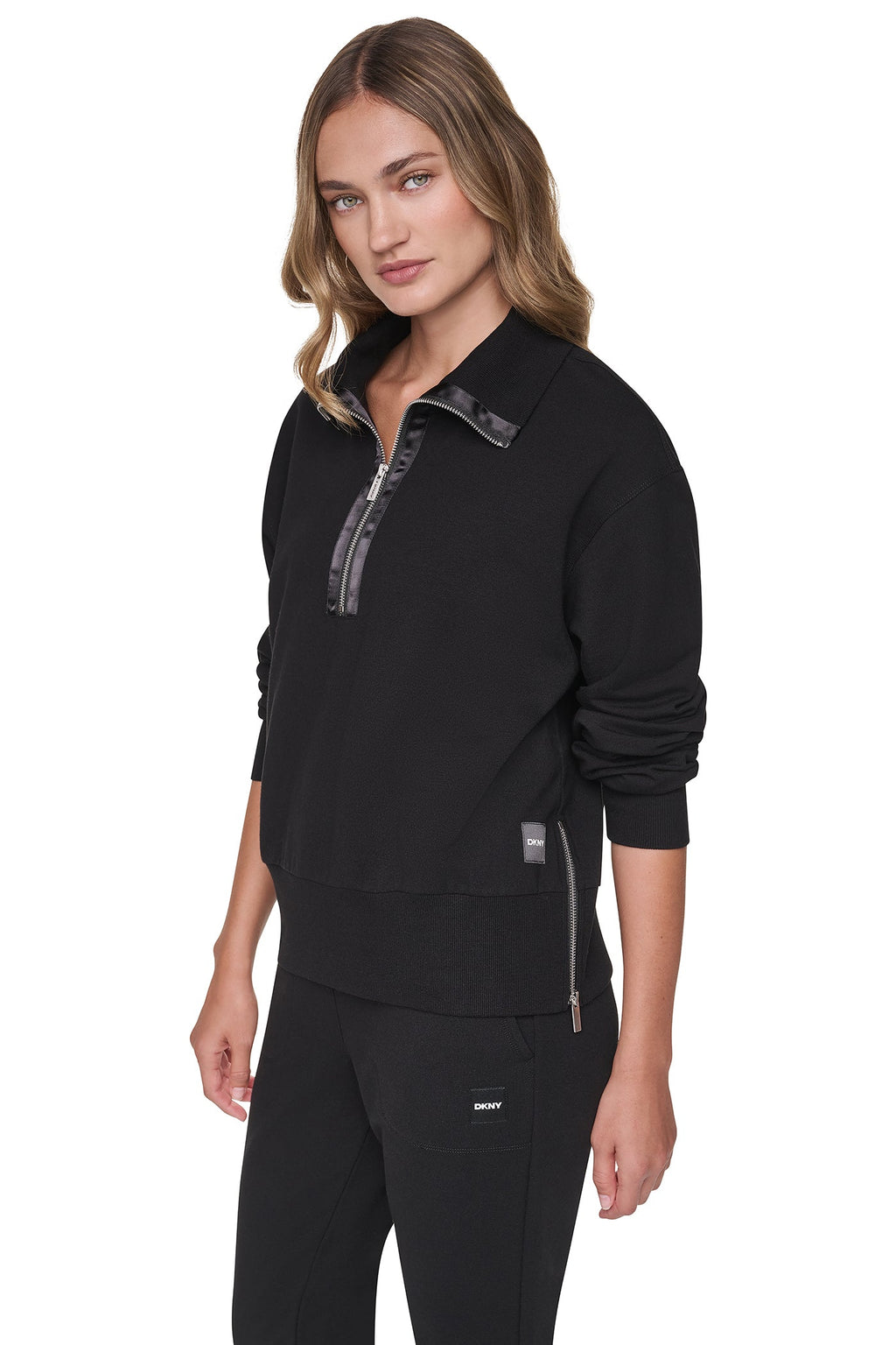 MOCK NECK FRONT-ZIP PULLOVER