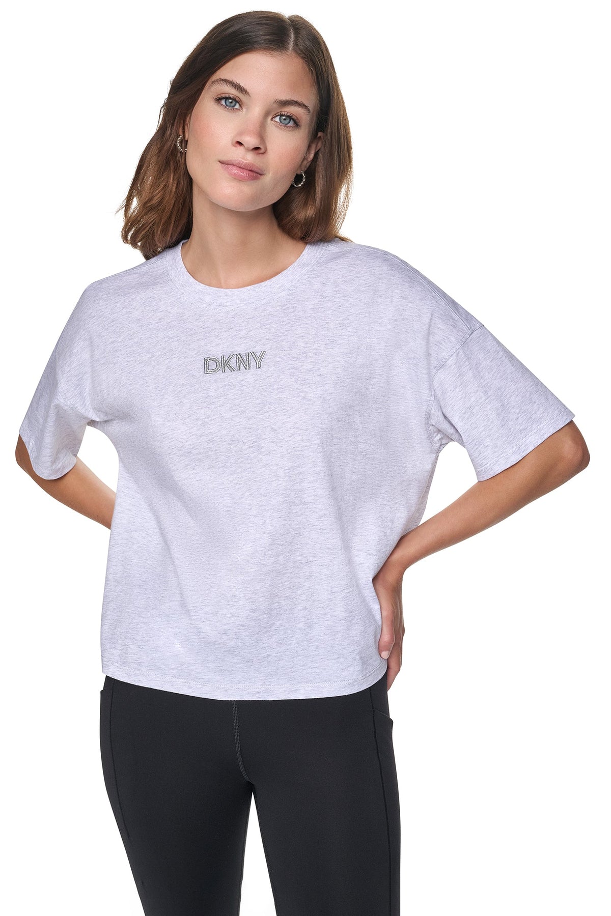 METALLIC EMBROIDERY LOGO BOXY TEE
