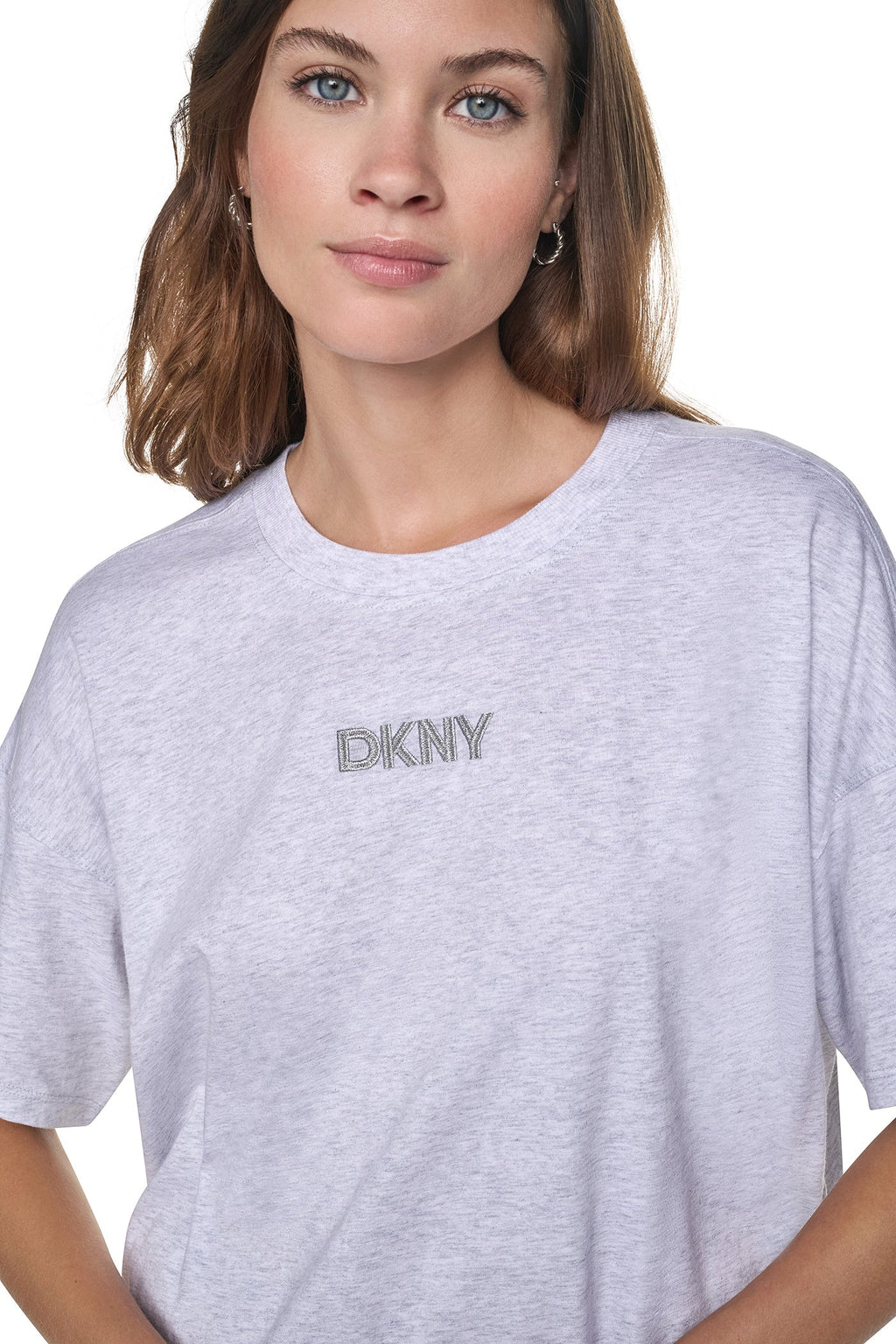 METALLIC EMBROIDERY LOGO BOXY TEE