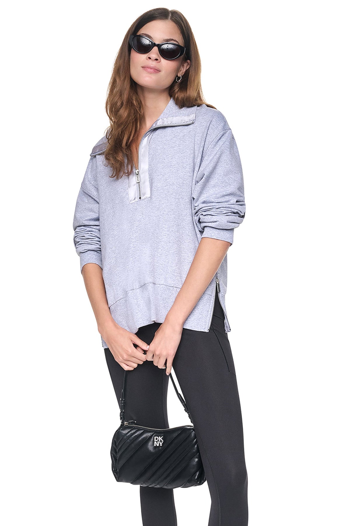 MOCK NECK FRONT-ZIP PULLOVER