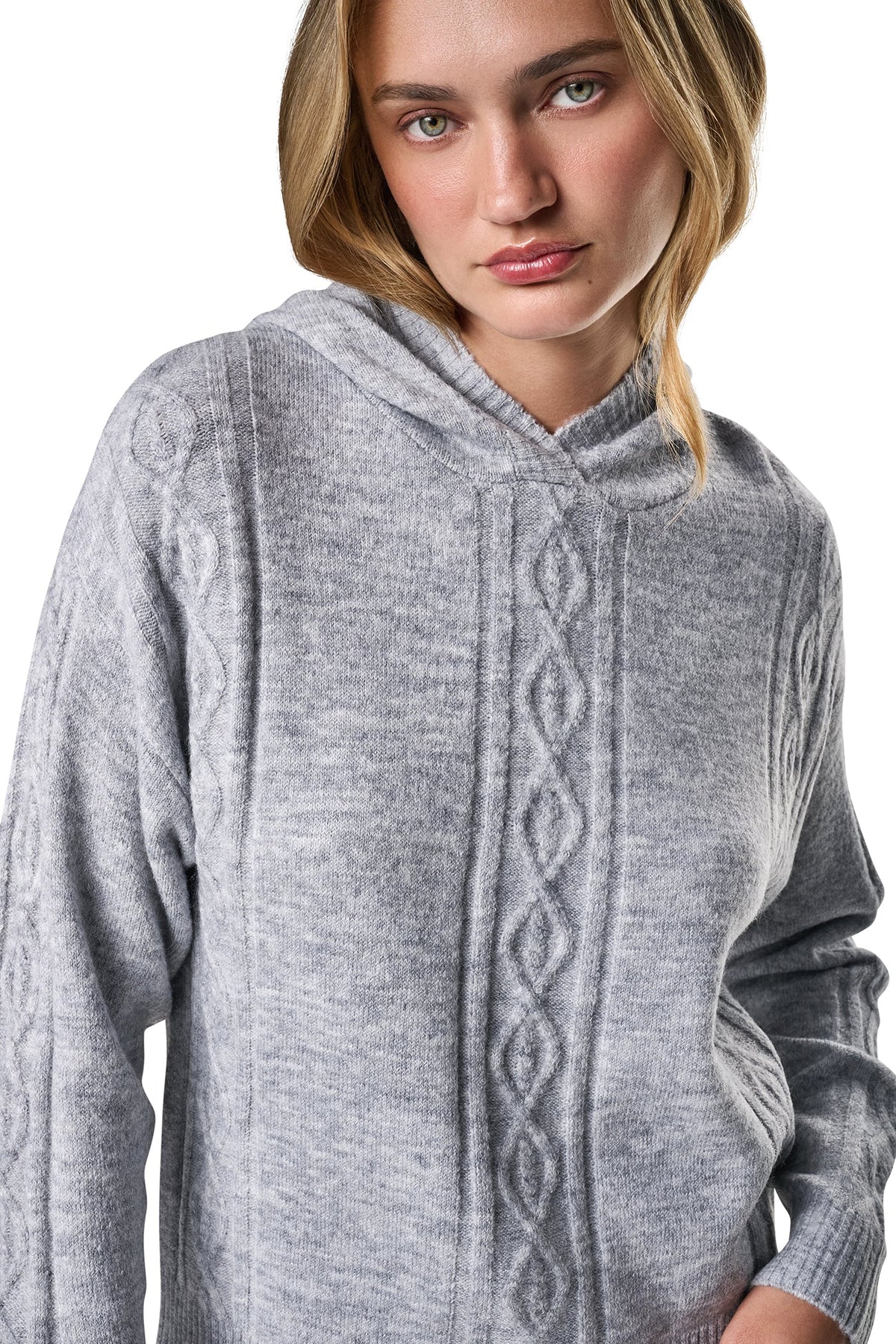 COZY CABLE SWEATER HOODIE