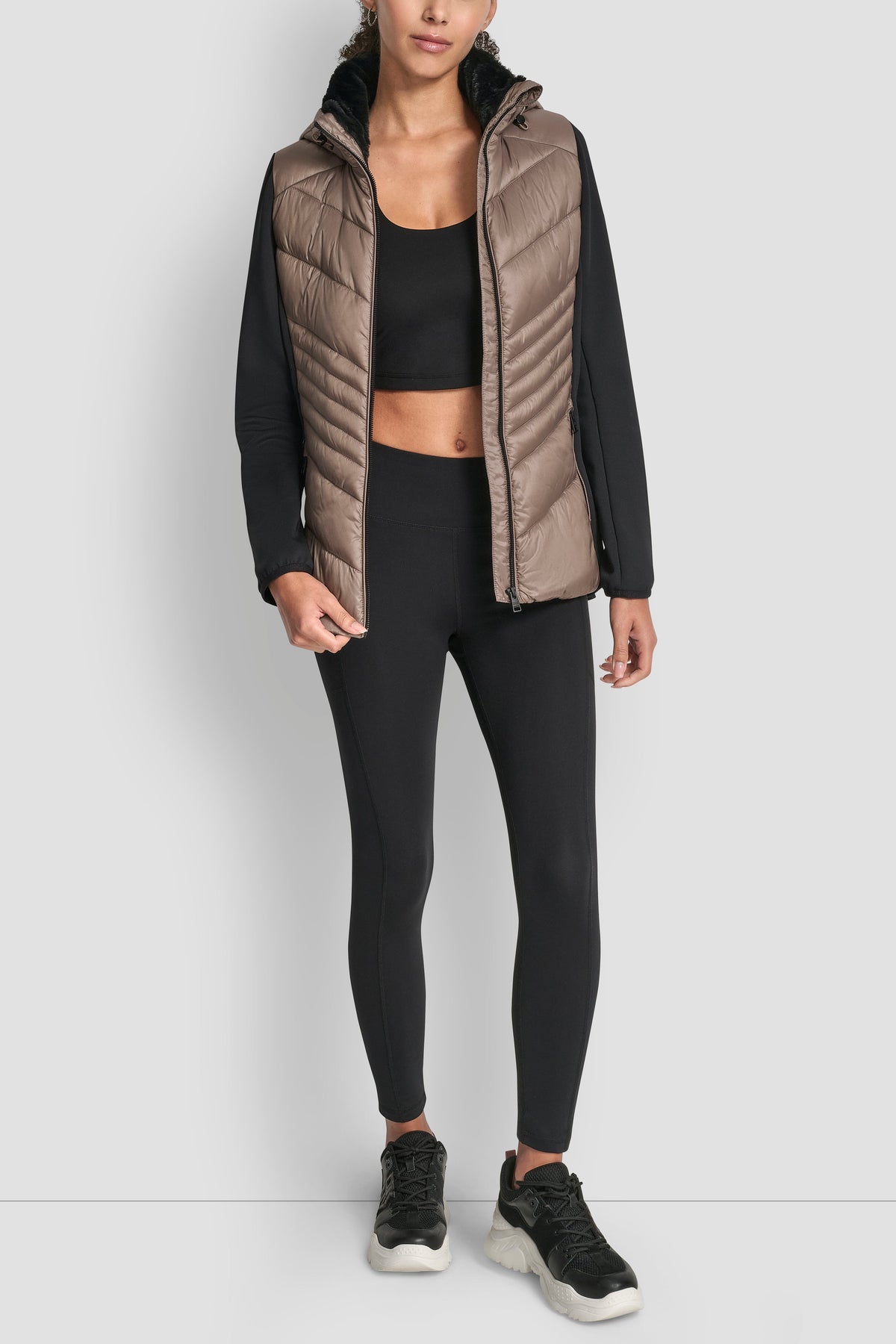 CHEVRON QUILTED SCUBA MIX JACKET