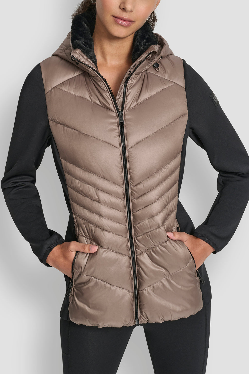 CHEVRON QUILTED SCUBA MIX JACKET