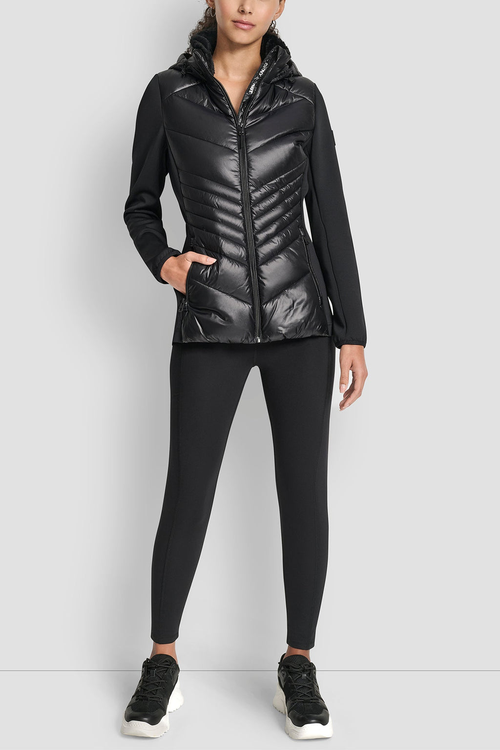 CHEVRON QUILTED SCUBA MIX JACKET
