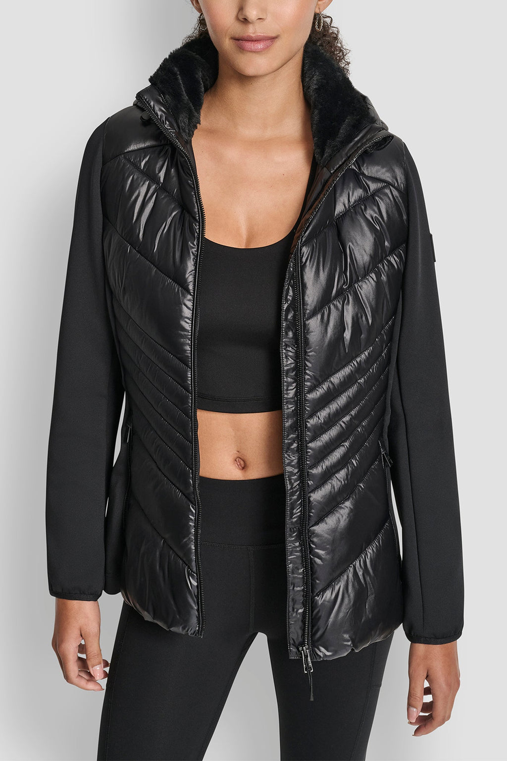 CHEVRON QUILTED SCUBA MIX JACKET