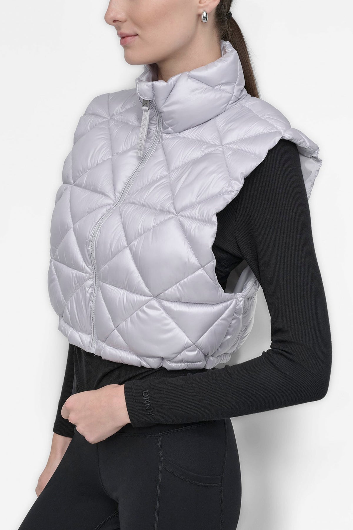 NOVELTY CROPPED DIAMOND QUILT VEST