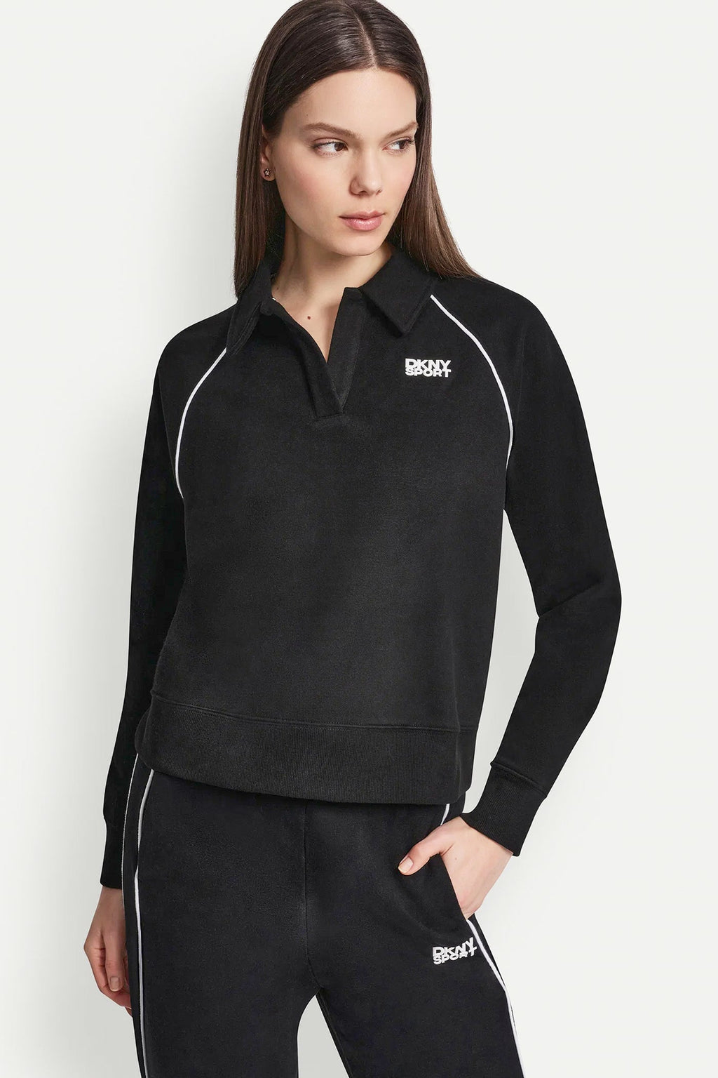 PIPED LOGO POLO SWEATSHIRT