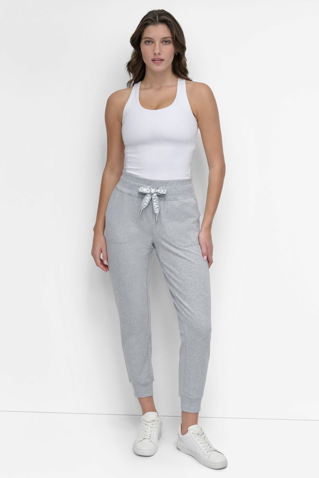 TWO-TONE HIGH-RISE LOGO DRAWSTRING SKINNY JOGGER