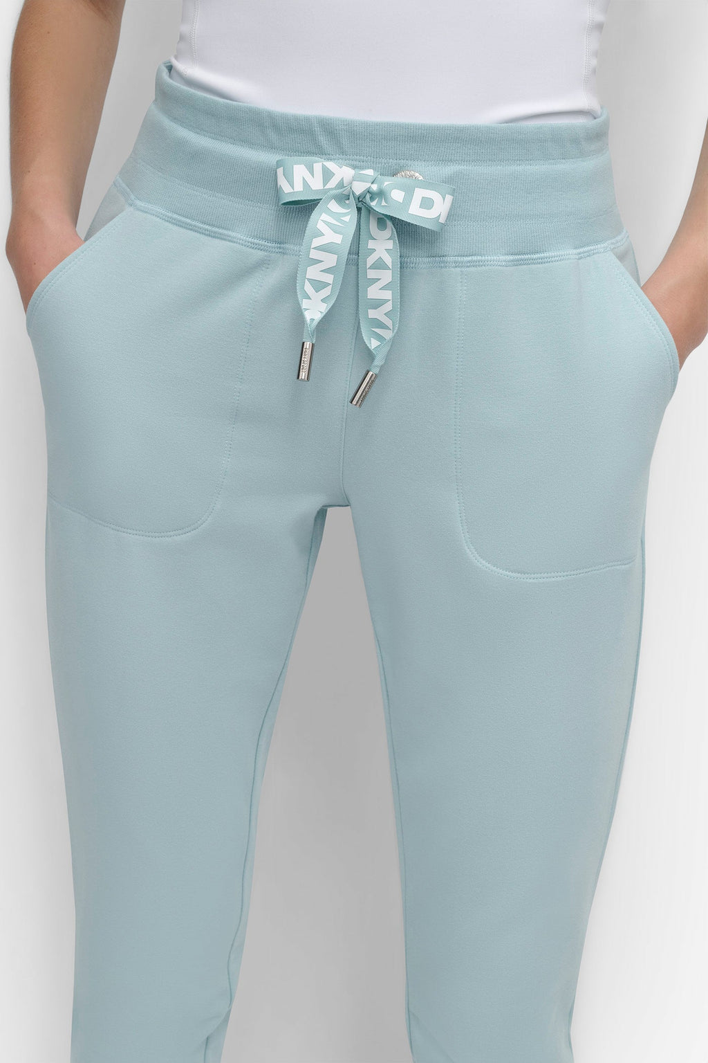 TWO-TONE HIGH-RISE LOGO DRAWSTRING SKINNY JOGGER
