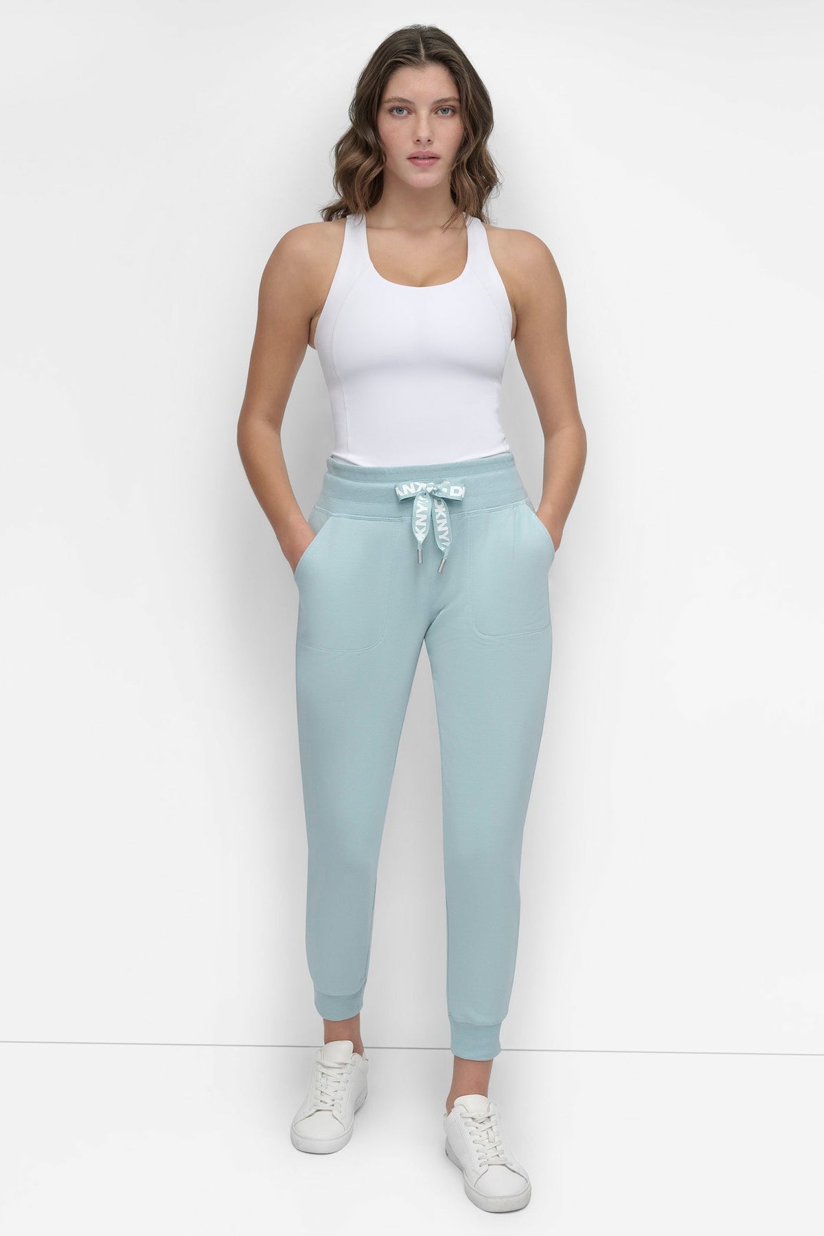 TWO-TONE HIGH-RISE LOGO DRAWSTRING SKINNY JOGGER