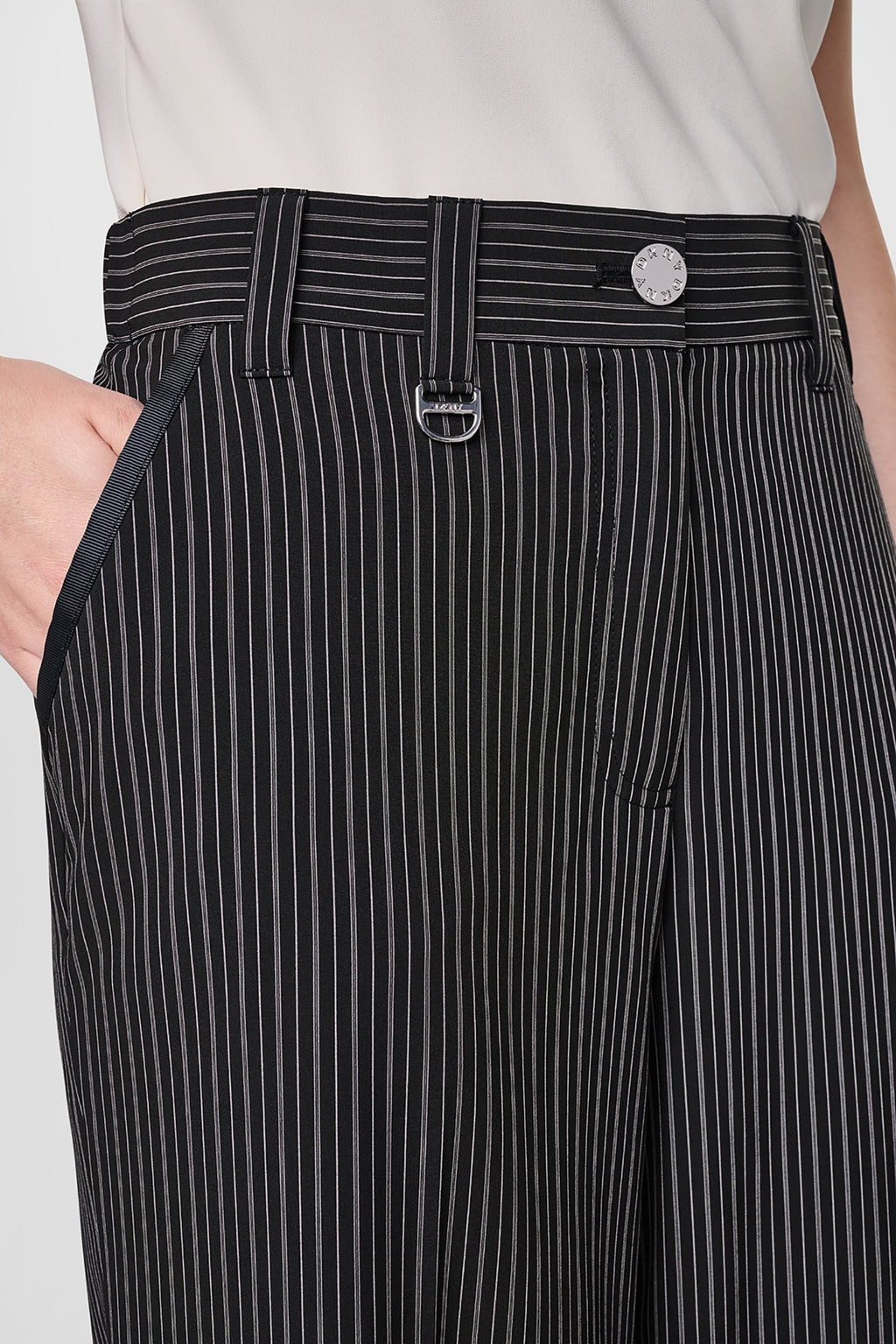 PINSTRIPE WIDE-LEG COMMUTER PANT