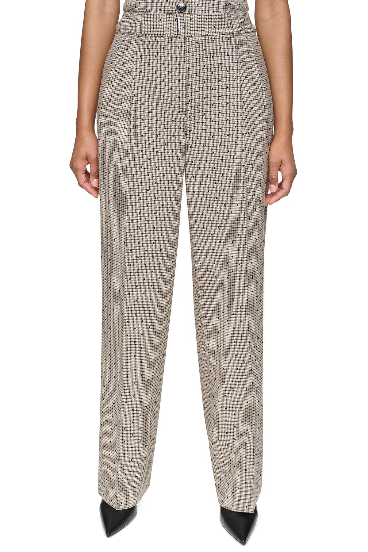HOUNDSTOOTH CHECKERED HIGH-RISE PANT