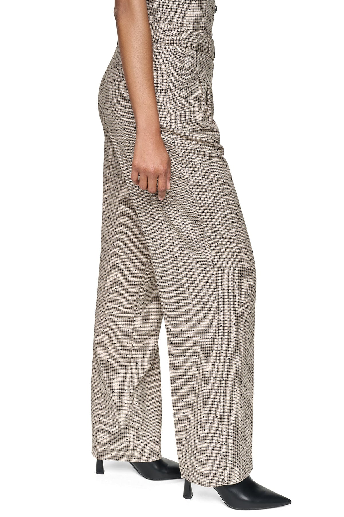 HOUNDSTOOTH CHECKERED HIGH-RISE PANT