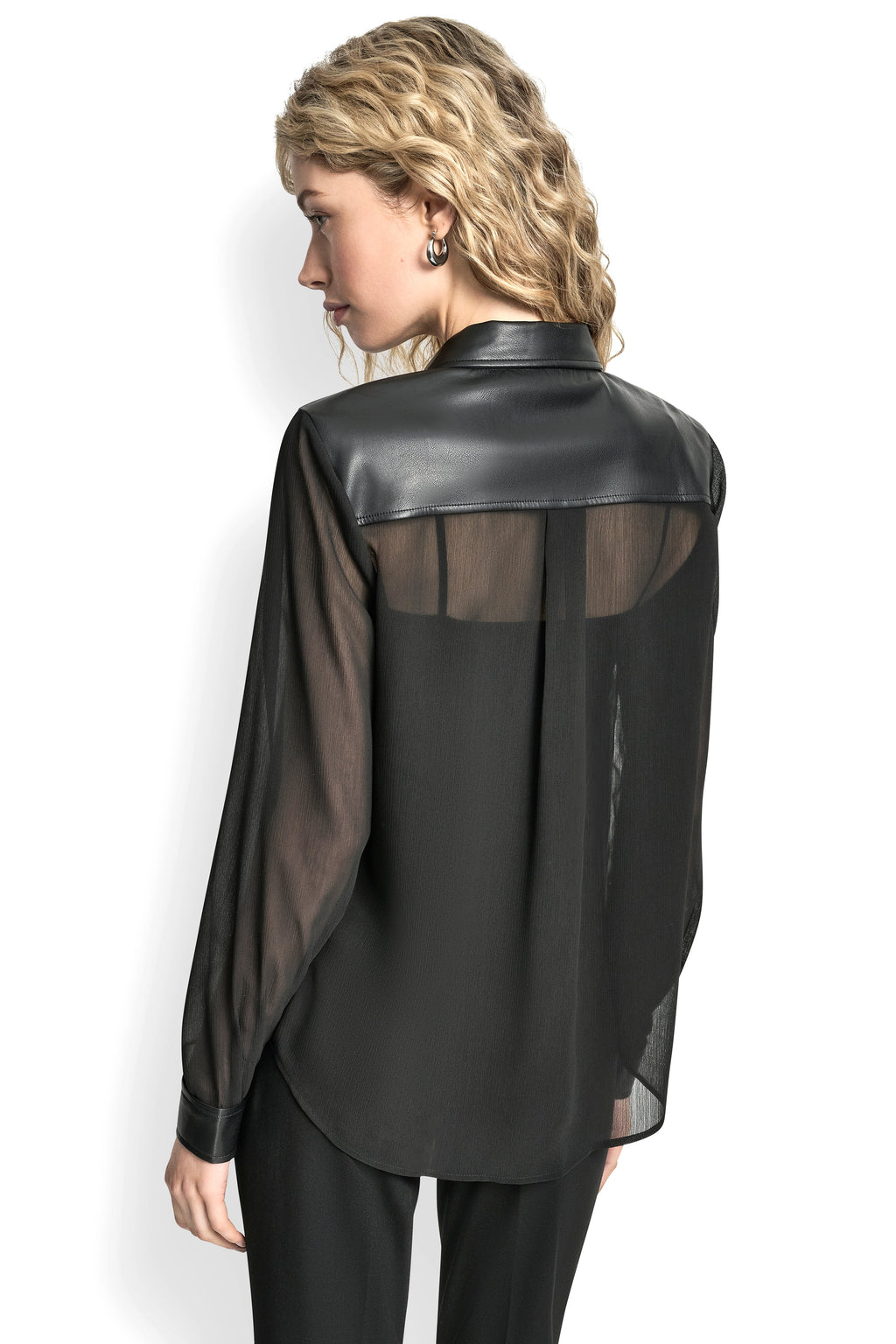 SHEER BUTTON FRONT BLOUSE