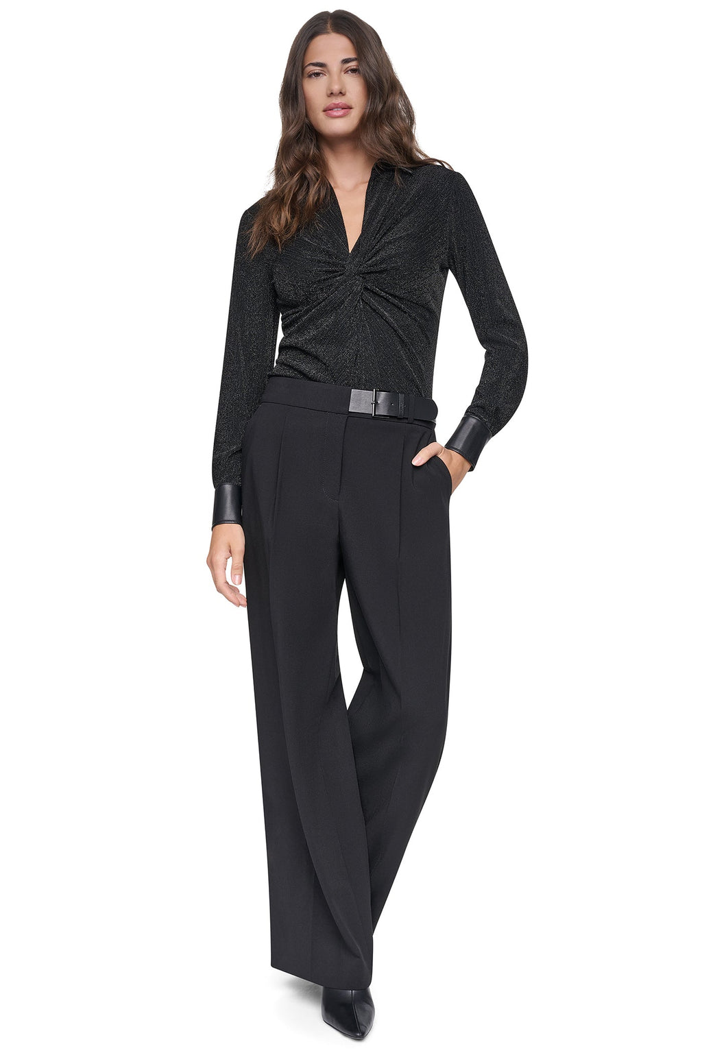 BELTED WIDE LEG TROUSER