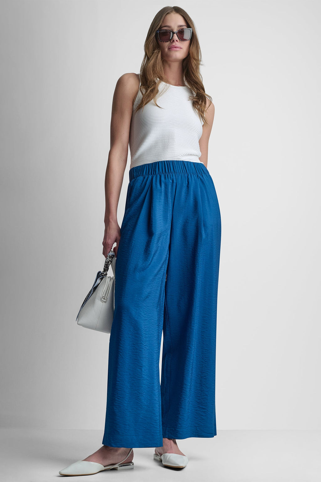 MID-RISE RUMPLED STRAIGHT-LEG ANKLE PANT