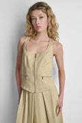 LINEN-BLEND ZIP-FRONT VEST