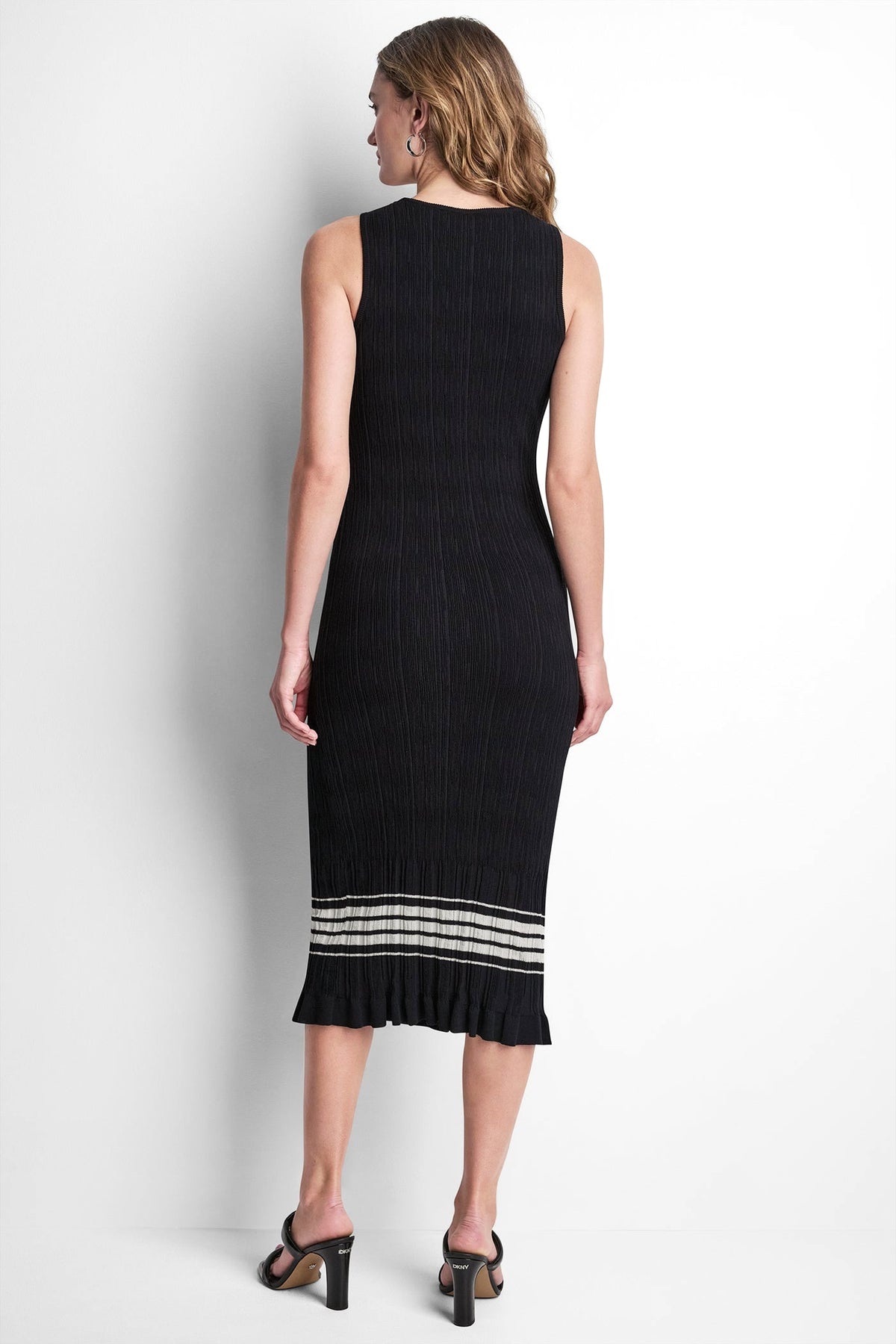 RIBBED STRIPE MIDI SWEATER DRESS