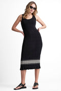 RIBBED STRIPE MIDI SWEATER DRESS