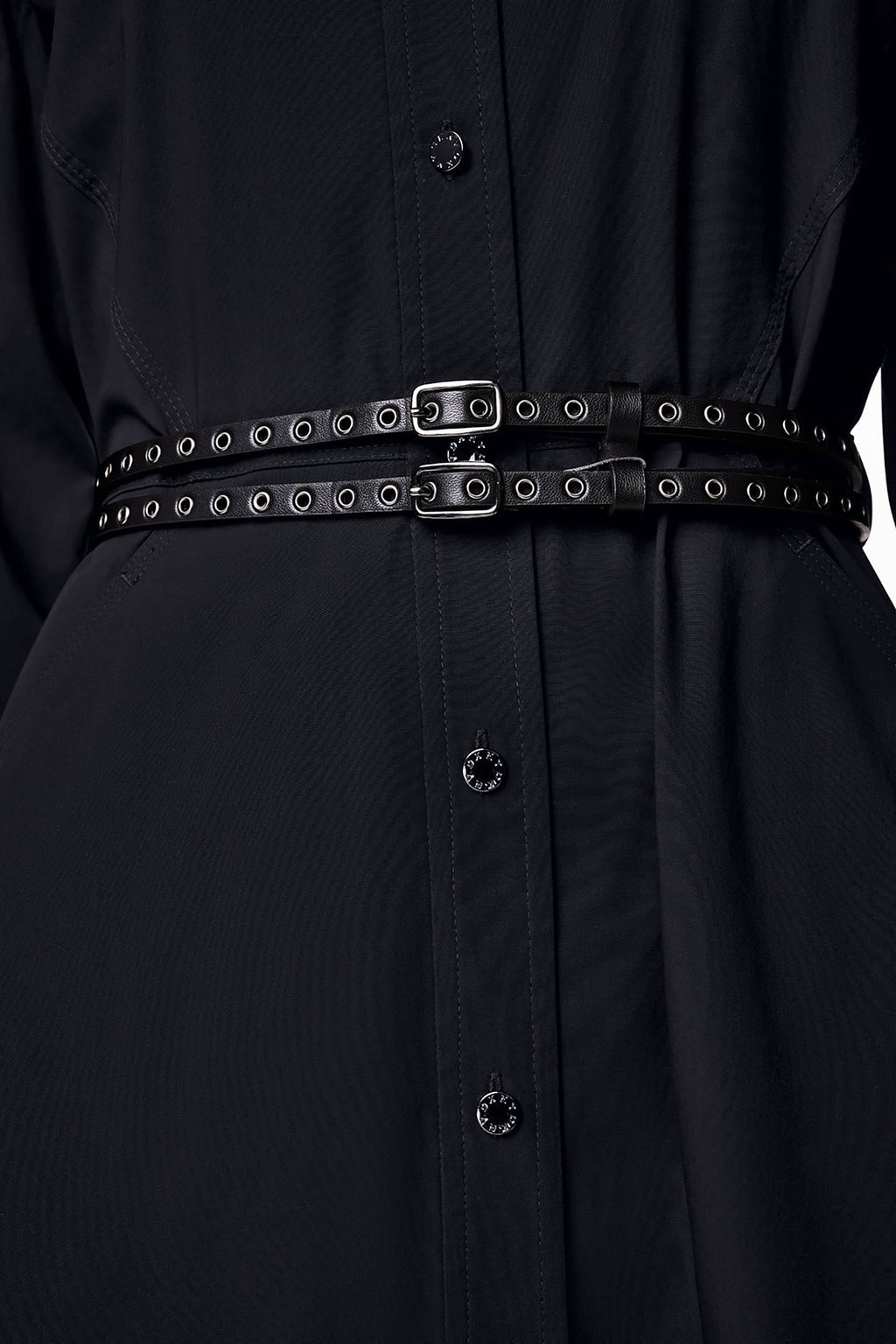ROLL TAB BELTED POPLIN DRESS