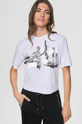 STUDDED NEWSPAPER LOGO TEE