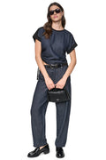 WASHED INDIGO SIDE RUCHED TOP