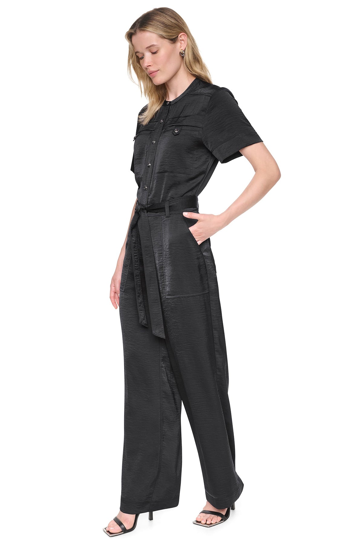 BUTTON FRONT UTILITY JUMPSUIT