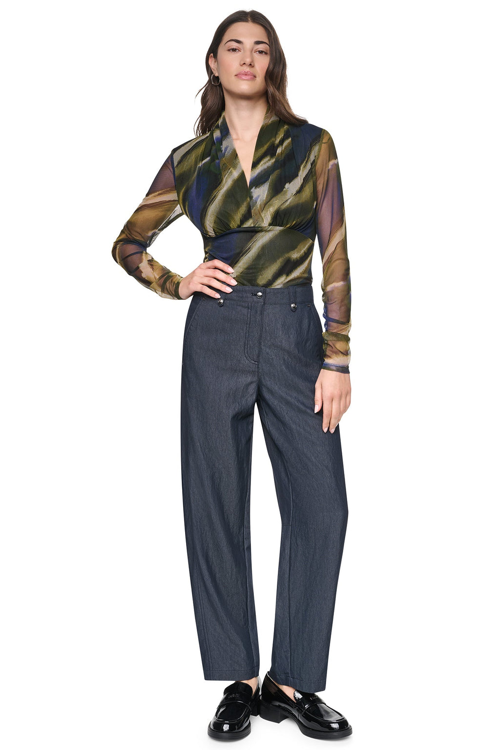 MID-RISE WASHED INDIGO WIDE LEG PANT