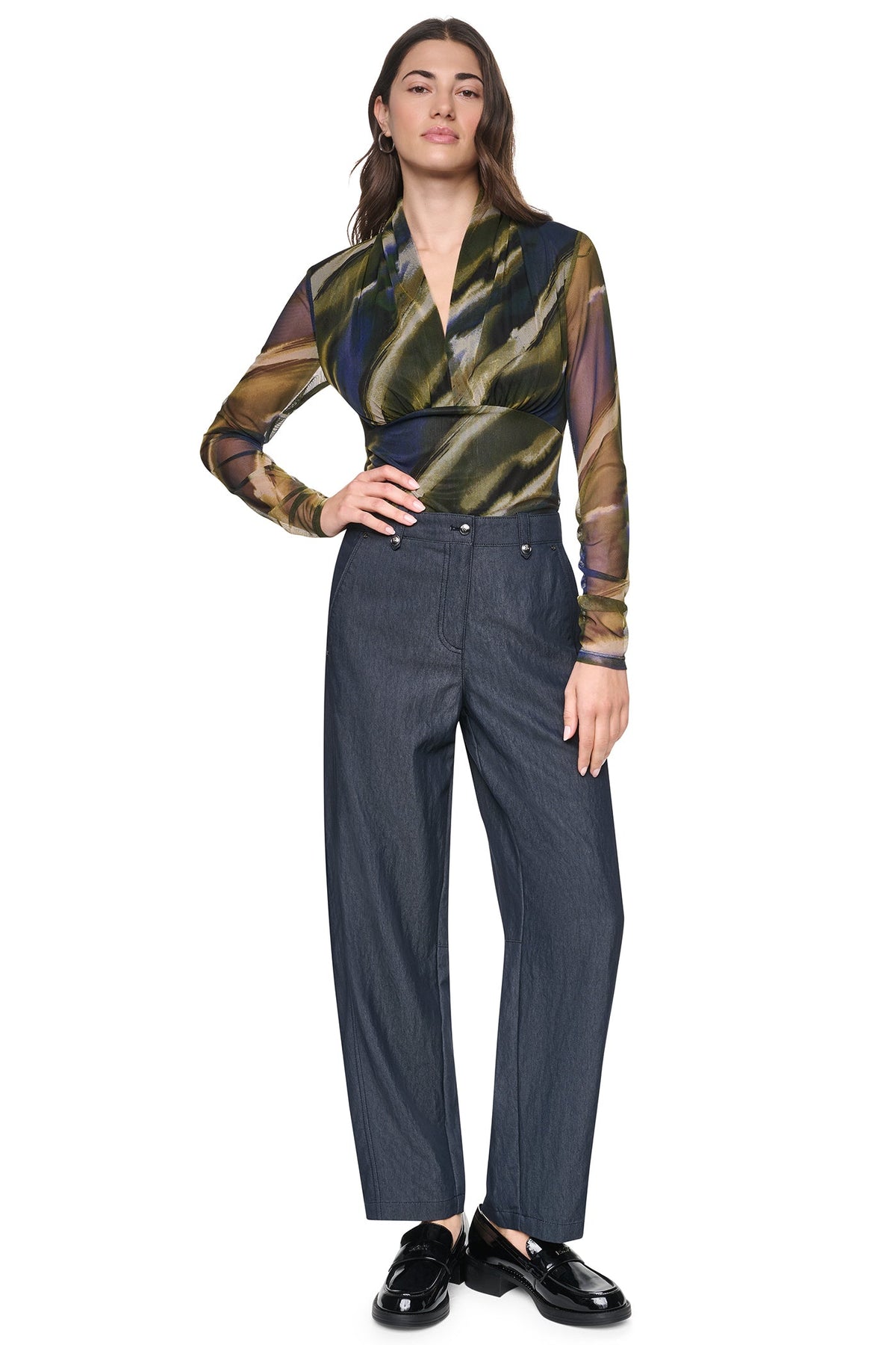 MID-RISE WASHED INDIGO WIDE LEG PANT