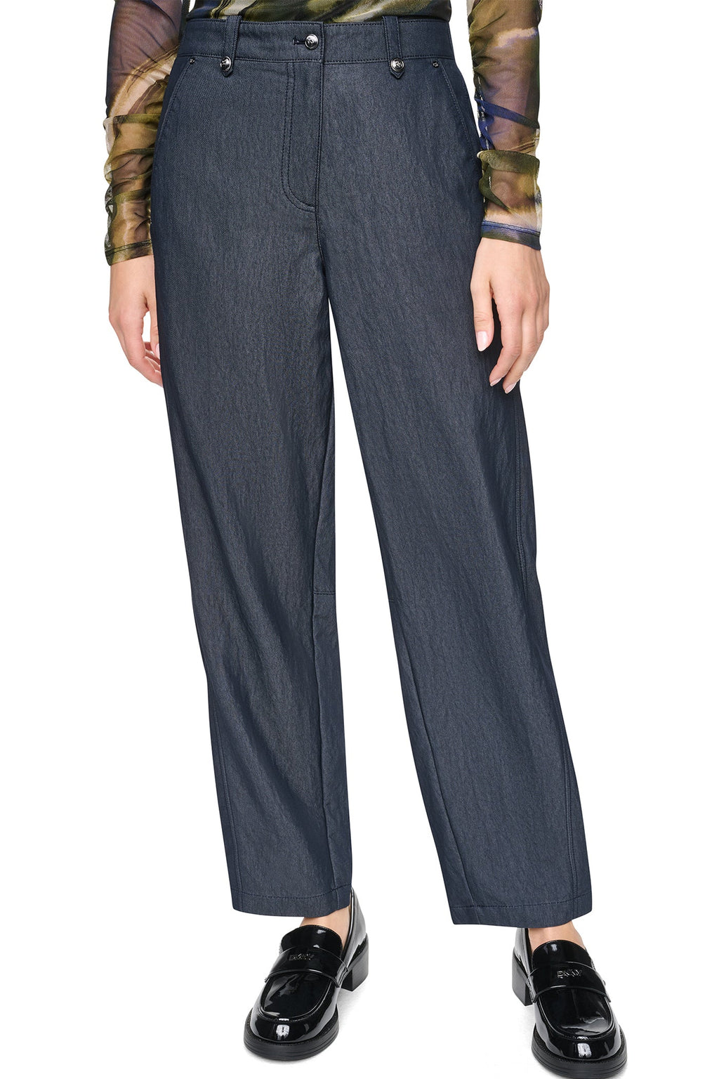 MID-RISE WASHED INDIGO WIDE LEG PANT